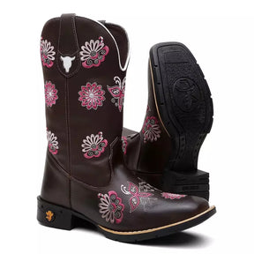 Bota Texana Feminina "Mandala Rosa" - Esporatto