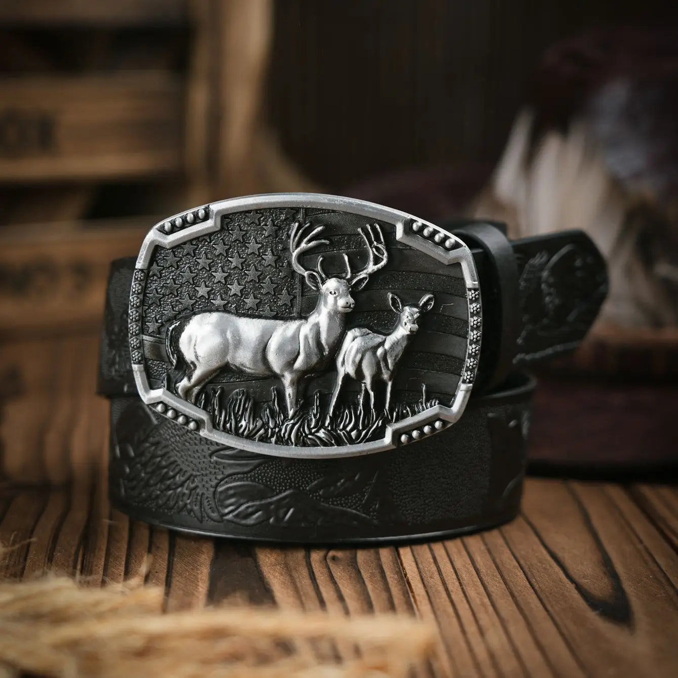 Cinto Cervo Americano em Couro Premium - Esporatto